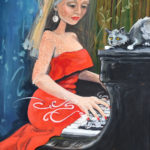 Piano Lady, Dockery Austin, oil on canvas, 16x20, framed